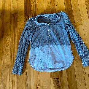 J.Crew Gingham Lightweight Top with Striped Hem